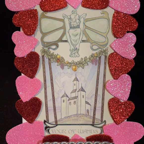 Four of wands twin flames tarot card with free stand - Picture 4 of 8